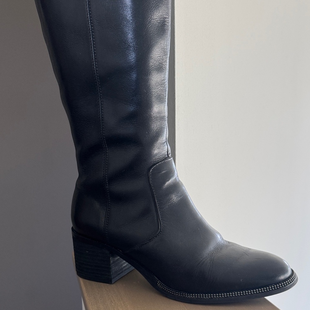 Franco Sarto Black Leather Heeled Boots